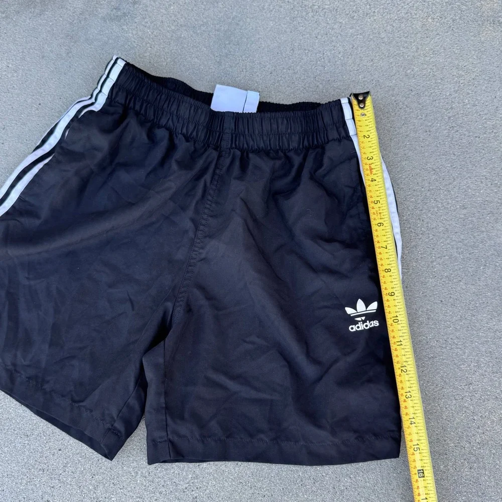 Adidas Originals Mens 3-Stripe Track Shorts Black White Trefoil Logo Small
